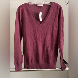 Loft V neck sweater. NWT. Burgundy.  Soft